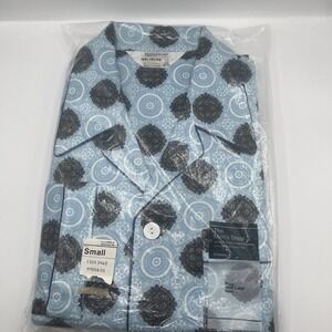 NWT Vintage JCPenney Mens Notch Collar Pajamas Sz S Geometric Print Blue